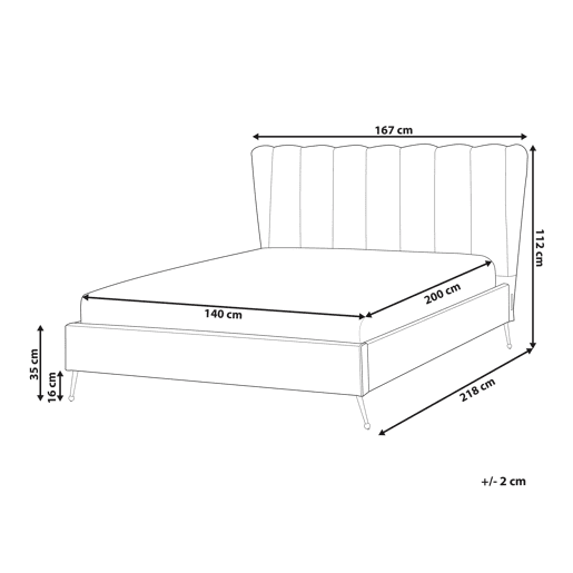 Cama Veludo MIRIBEL 140 x 200 cm Taupe