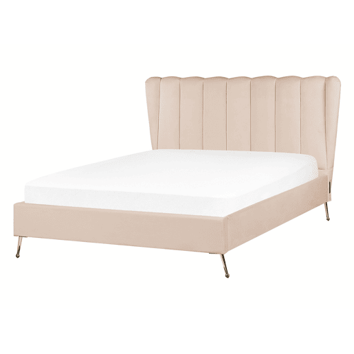 Cama Veludo MIRIBEL 140 x 200 cm Creme
