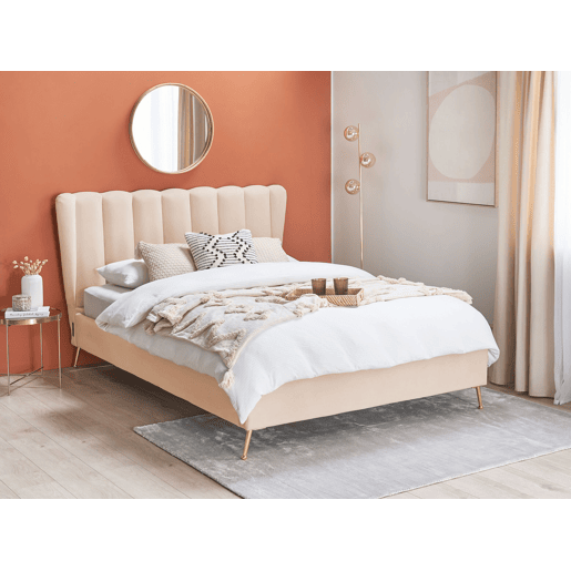 Cama Veludo MIRIBEL 140 x 200 cm Creme