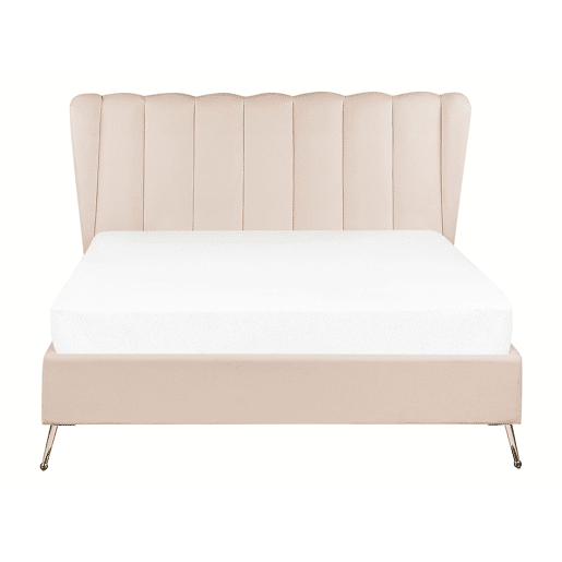 Cama Veludo MIRIBEL 140 x 200 cm Creme