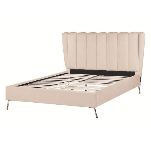 Cama Veludo MIRIBEL 140 x 200 cm Creme