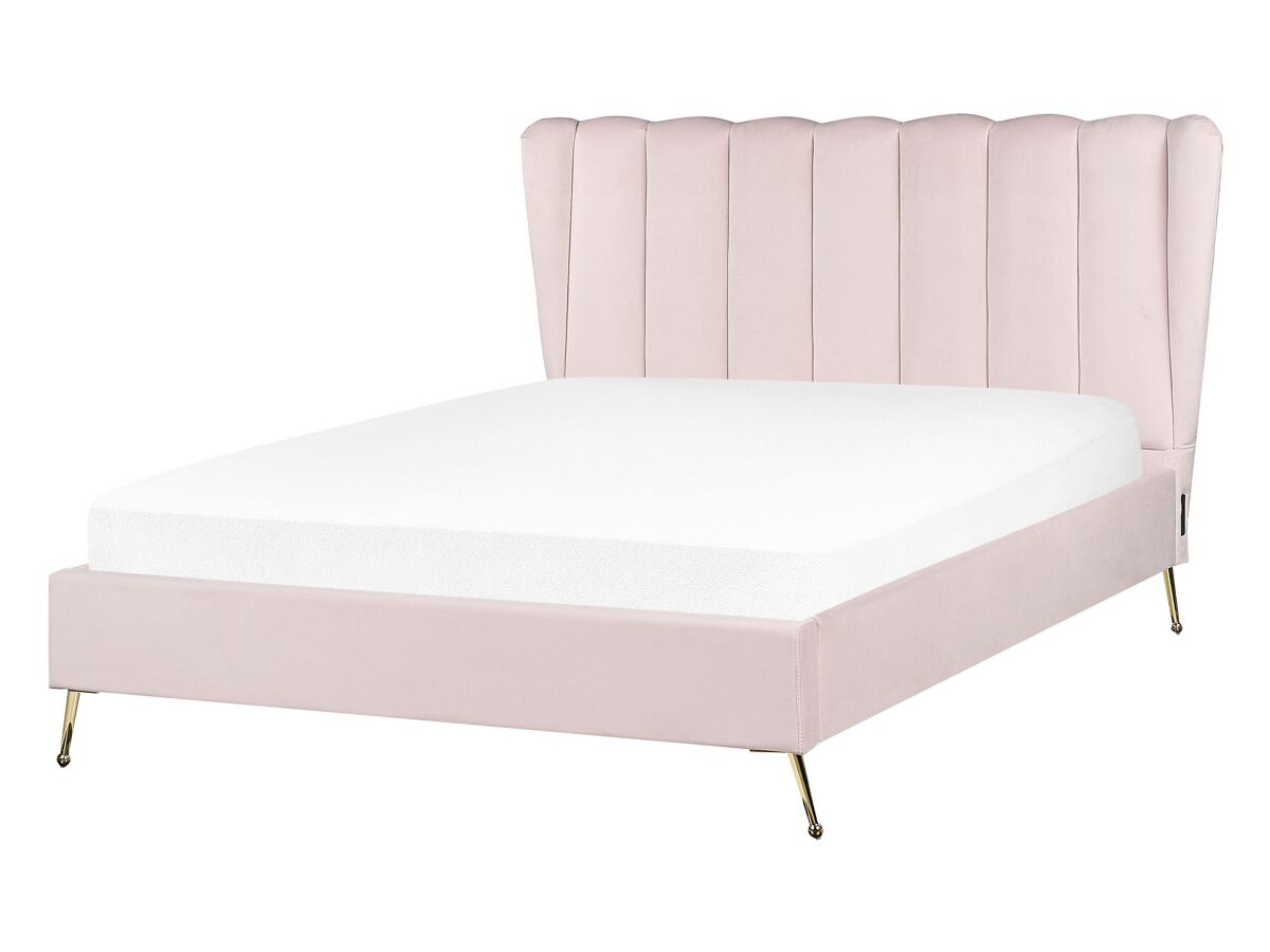 Beliani Cama Terciopelo MIRIBEL 167x218 Rosa