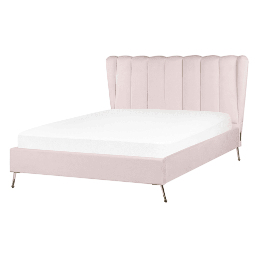 Cama Veludo MIRIBEL 140 x 200 cm Rosa pastel