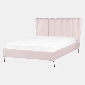 Cama Veludo MIRIBEL 140 x 200 cm Rosa pastel
