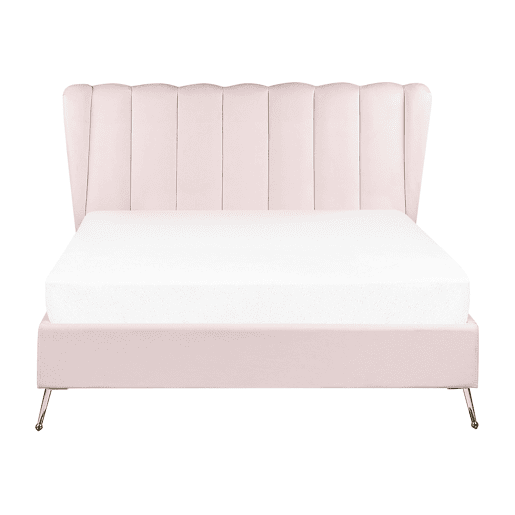 Cama Veludo MIRIBEL 140 x 200 cm Rosa pastel