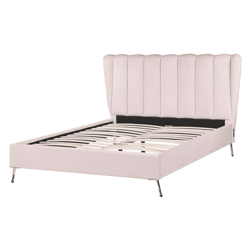 Cama Veludo MIRIBEL 140 x 200 cm Rosa pastel