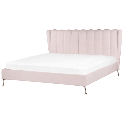 Cama Veludo MIRIBEL 180 x 200 cm Rosa pastel