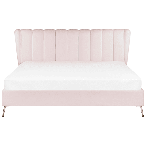 Cama Veludo MIRIBEL 180 x 200 cm Rosa pastel