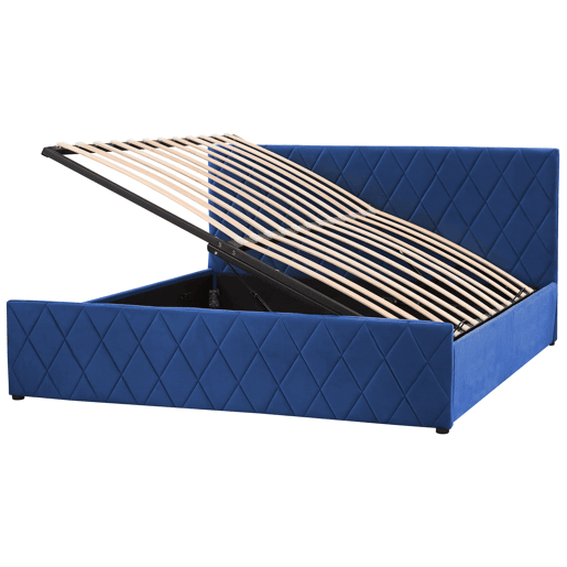 Cama baú Veludo ROCHEFORT 180 x 200 cm Azul marinho