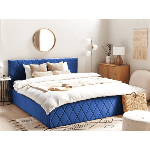 Cama baú Veludo ROCHEFORT 180 x 200 cm Azul marinho