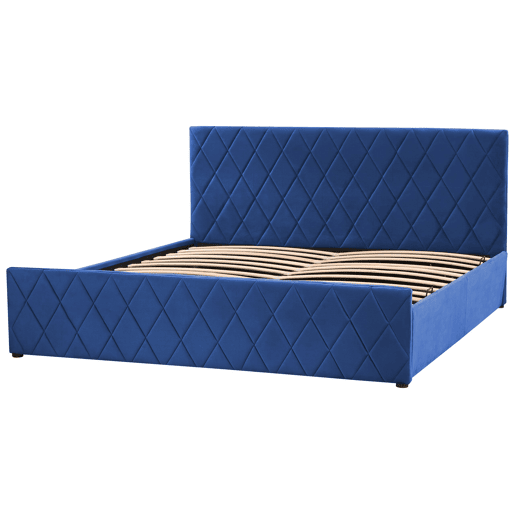Cama baú Veludo ROCHEFORT 180 x 200 cm Azul marinho