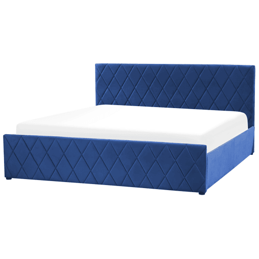 Cama baú Veludo ROCHEFORT 180 x 200 cm Azul marinho