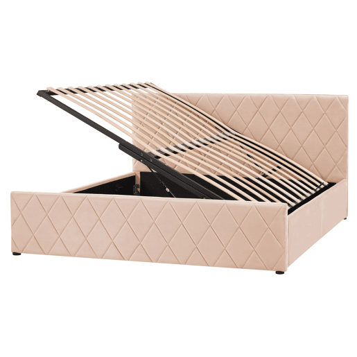 Cama baú Veludo ROCHEFORT 160 x 200 cm Creme