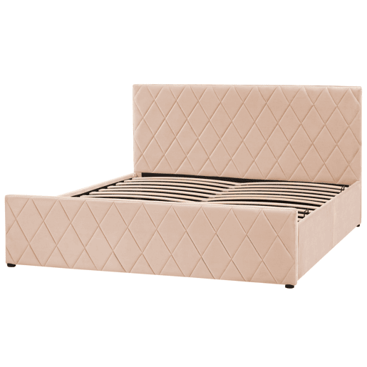 Cama baú Veludo ROCHEFORT 160 x 200 cm Creme