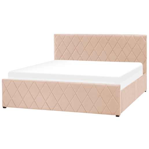 Cama baú Veludo ROCHEFORT 160 x 200 cm Creme