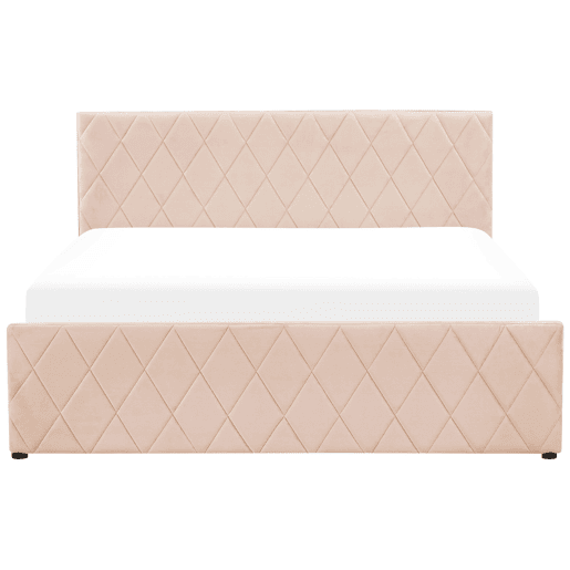 Cama baú Veludo ROCHEFORT 160 x 200 cm Creme