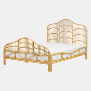 Cama Rattan DOMEYROT 140 x 200 cm Castanho claro