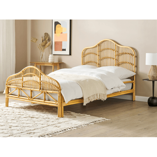 Cama Rattan DOMEYROT 140 x 200 cm Castanho claro