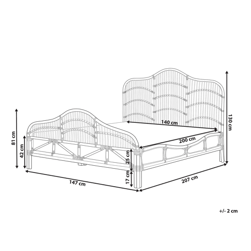 Cama Rattan DOMEYROT 140 x 200 cm Castanho claro