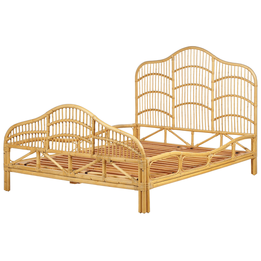 Cama Rattan DOMEYROT 140 x 200 cm Castanho claro