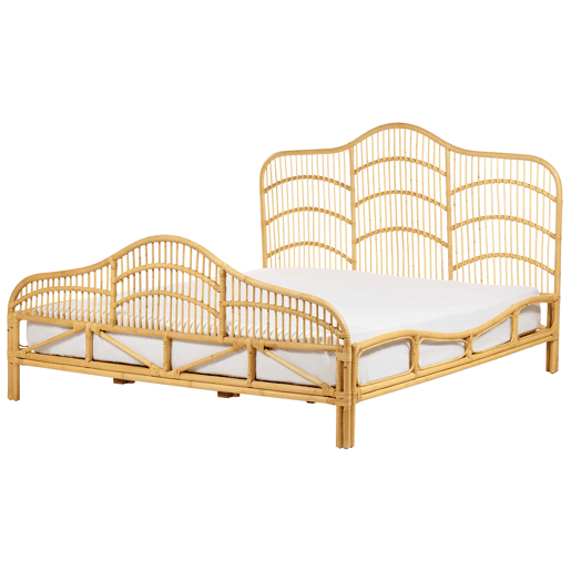 Cama Rattan DOMEYROT 180 x 200 cm Castanho claro