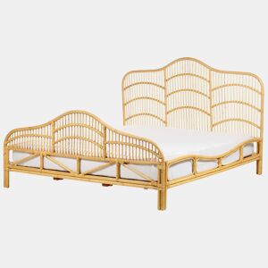 Cama Rattan DOMEYROT 180 x 200 cm Castanho claro
