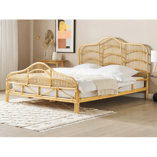 Cama Rattan DOMEYROT 180 x 200 cm Castanho claro