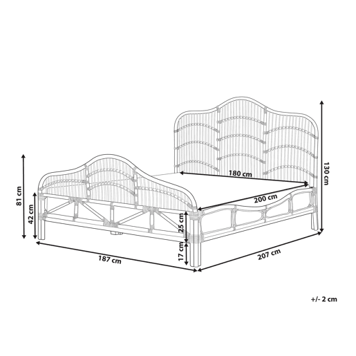 Cama Rattan DOMEYROT 180 x 200 cm Castanho claro