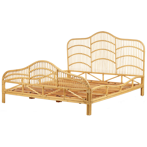 Cama Rattan DOMEYROT 180 x 200 cm Castanho claro