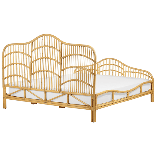 Cama Rattan DOMEYROT 180 x 200 cm Castanho claro