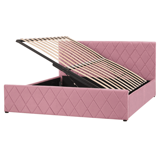 Cama baú Veludo ROCHEFORT 160 x 200 cm Rosa