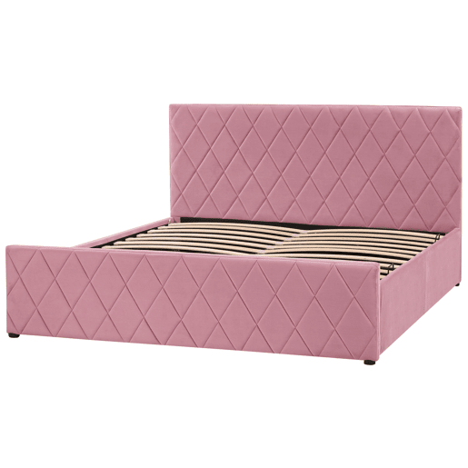 Cama baú Veludo ROCHEFORT 160 x 200 cm Rosa