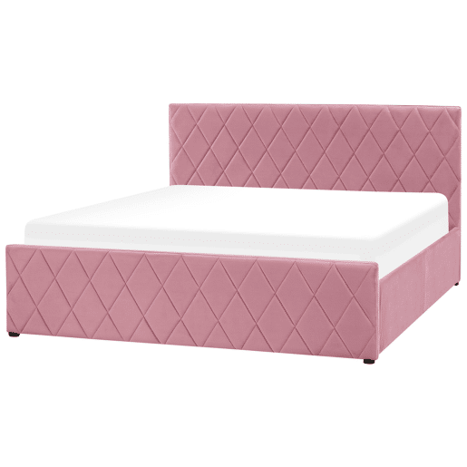 Cama baú Veludo ROCHEFORT 160 x 200 cm Rosa