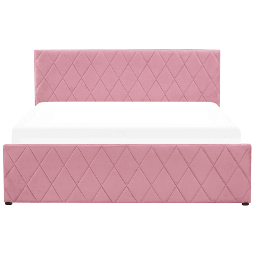 Cama baú Veludo ROCHEFORT 160 x 200 cm Rosa