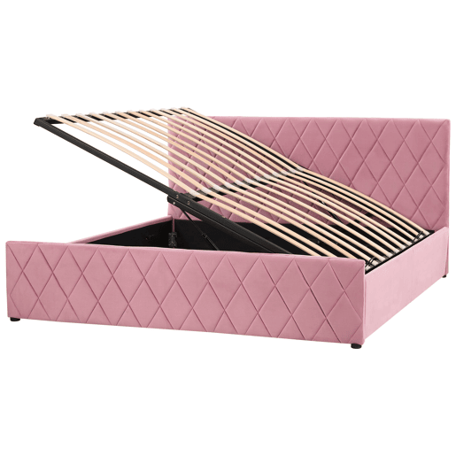 Cama baú Veludo ROCHEFORT 180 x 200 cm Rosa