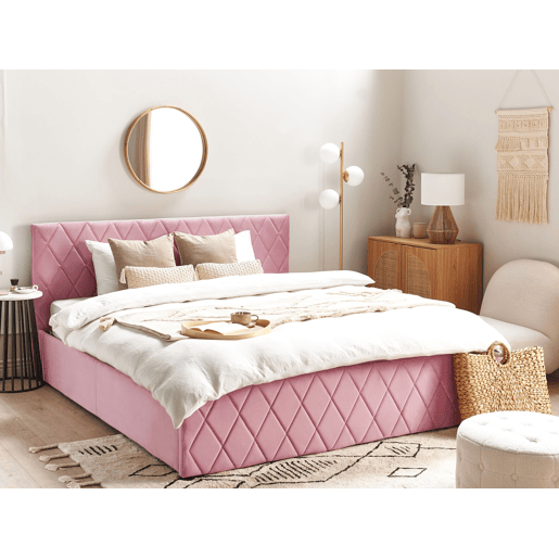 Cama baú Veludo ROCHEFORT 180 x 200 cm Rosa