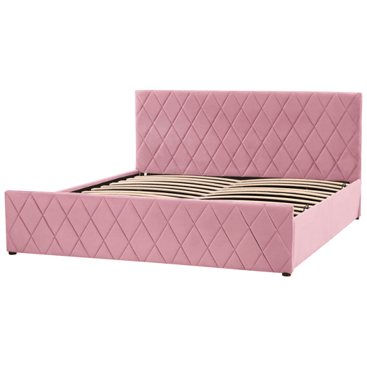 Cama baú Veludo ROCHEFORT 180 x 200 cm Rosa