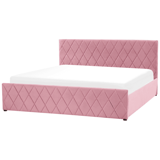 Cama baú Veludo ROCHEFORT 180 x 200 cm Rosa
