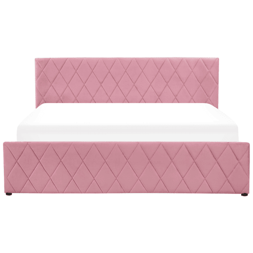 Cama baú Veludo ROCHEFORT 180 x 200 cm Rosa