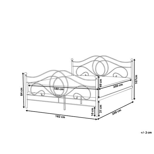 Cama Metal LYRA 180 x 200 cm Preto