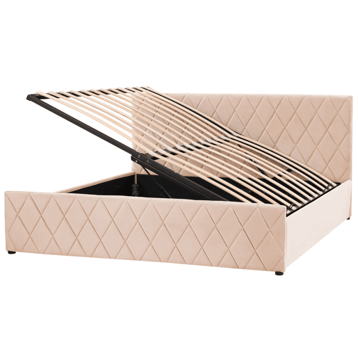 Cama baú Veludo ROCHEFORT 180 x 200 cm Creme