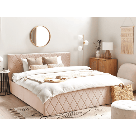 Cama baú Veludo ROCHEFORT 180 x 200 cm Creme