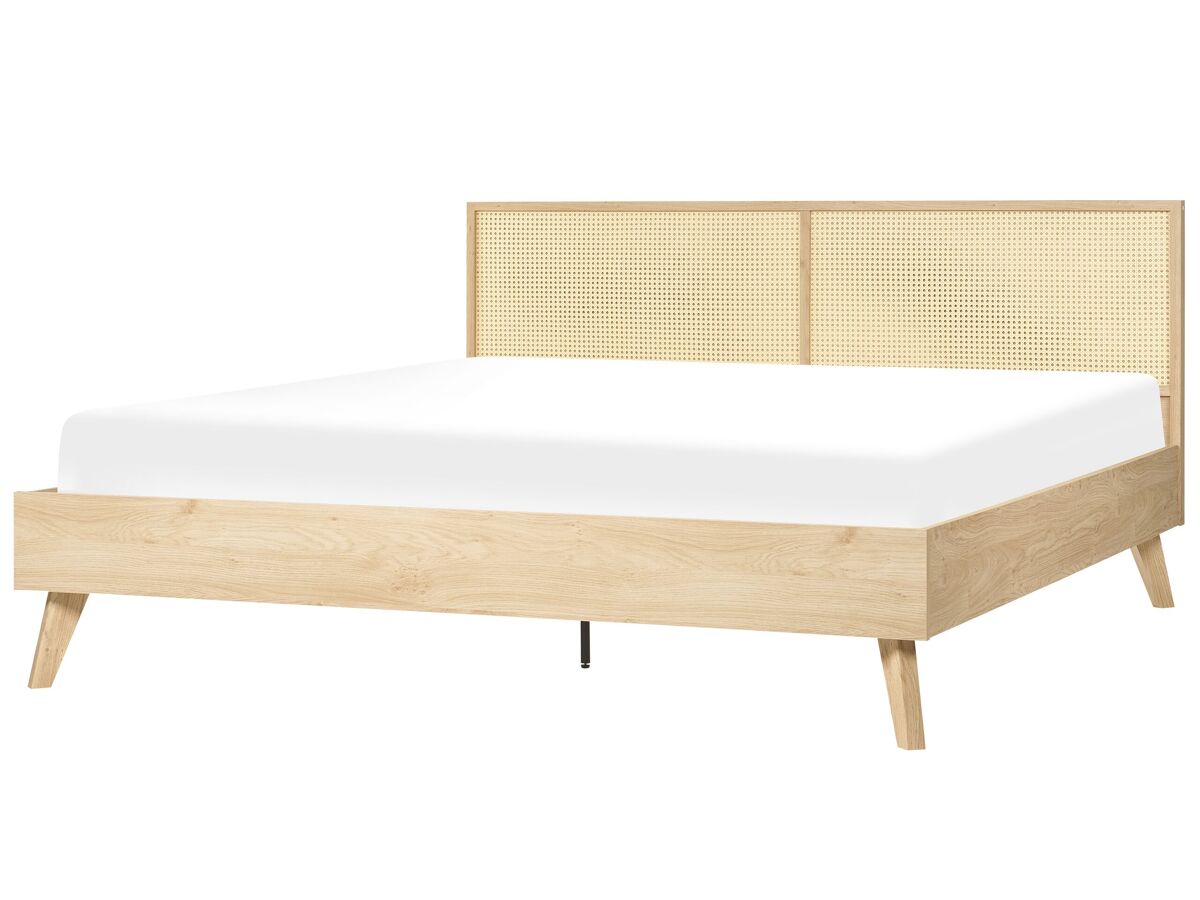 Beliani Cama Ratán, Tablero de partículas MONPAZIER 187x209 Marrón