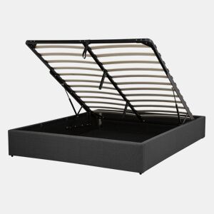 Cama baú sem cabeceira Tecido DINAN 140 x 200 cm Cinzento escuro