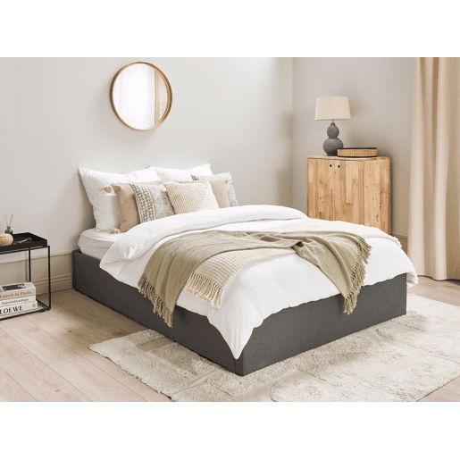 Cama baú sem cabeceira Tecido DINAN 140 x 200 cm Cinzento escuro
