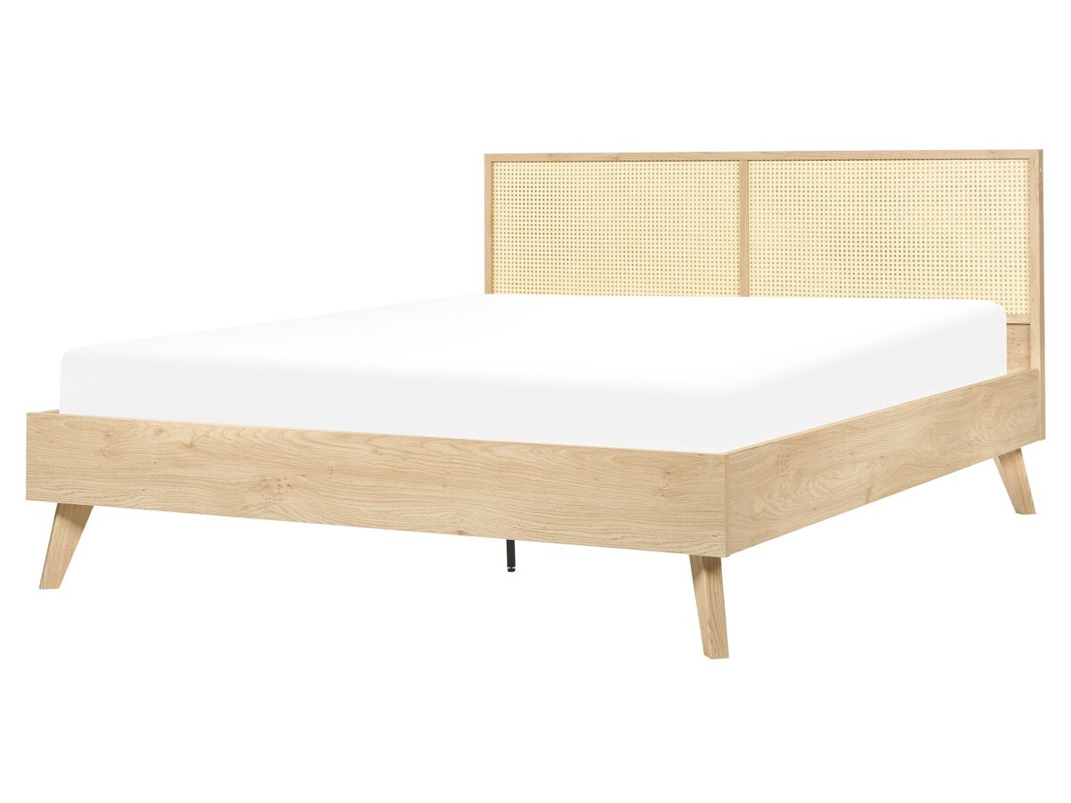 Beliani Cama Ratán, Tablero de partículas MONPAZIER 167x209 Marrón