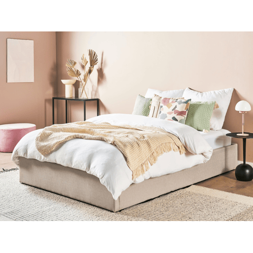 Cama baú sem cabeceira Tecido DINAN 140 x 200 cm Castanho claro