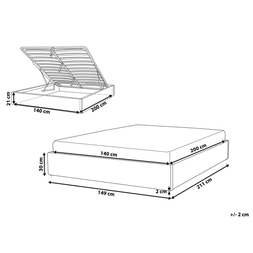 Cama baú sem cabeceira Tecido DINAN 140 x 200 cm Castanho claro
