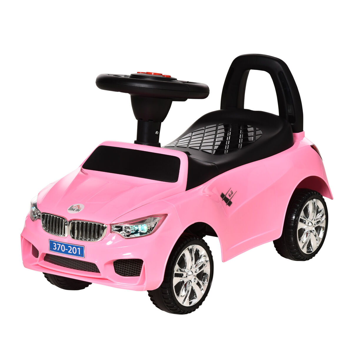 Coche correpasillos Homcom con música y bocina +18M blanco 36x28x63,5 cm