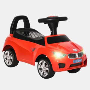 HOMCOM Carro Andador para Crianças de 18-36 Meses com Faróis Música Buzina Volante Compartimento de Armazenamento e Alça para Empurrar 63,5x28x36 Vermelho